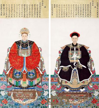 造像一对 立轴 设色纸本 176×95cm×2