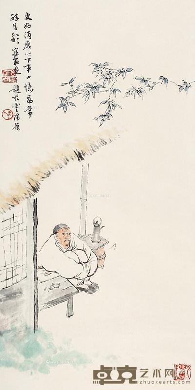 消磨心事 立轴 设色纸本 68×33cm