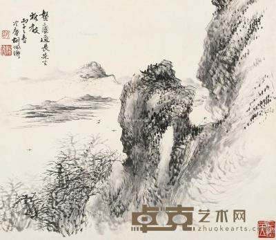  丙子（1936）年作 秋山远眺 镜片 水墨纸本 29×33cm