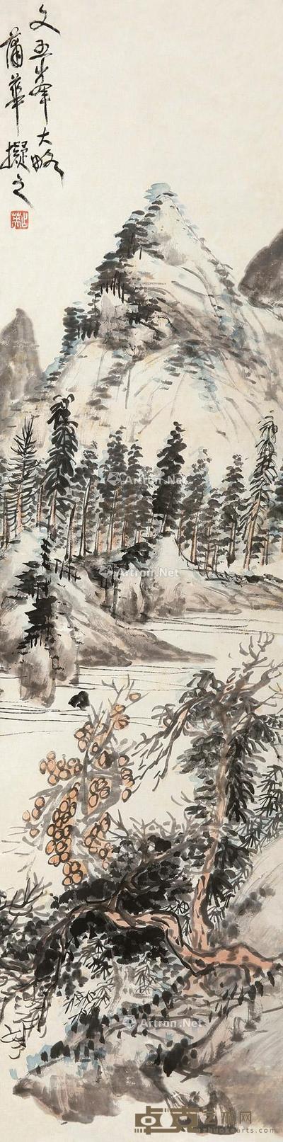  仿明人意 立轴 设色纸本 130×32cm