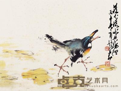 丙午(1942)年作 落花流水共徘徊 镜片 设色纸本 34×45cm