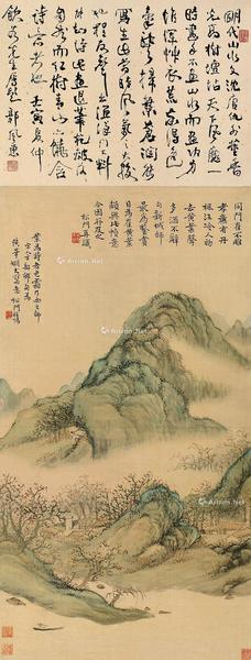  仿宋人山水 立轴 设色绢本
