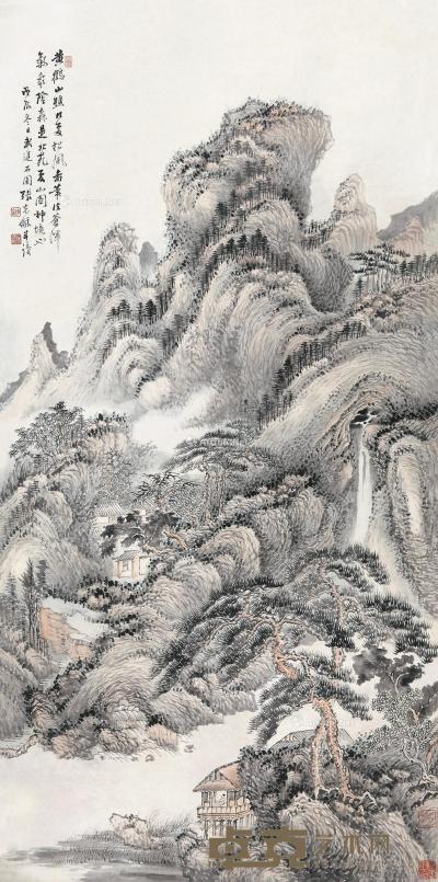  戊辰（1928）年作 夏山松风图 立轴 设色纸本 137×67cm