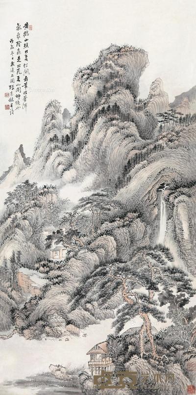  戊辰（1928）年作 夏山松风图 立轴 设色纸本 137×67cm