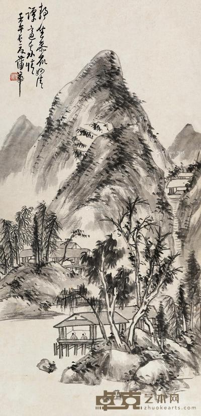 壬午(1882)年作 静坐参众妙 立轴 水墨纸本 130×63cm