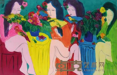 1980年作 花之宴 综合材料纸本 60×80cm