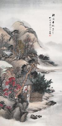  丙午（1862）年作 秋江垂钓图 立轴 设色纸本