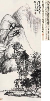  壬申（1932）年作 山色秋邻 立轴 设色纸本