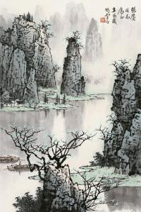  辛酉（1981）年作 漓江山水 镜片 纸本