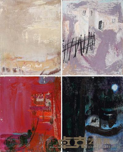 2005年作 互补系列之一、二、三、四 (四幅) 布面油画 22×27cm×4