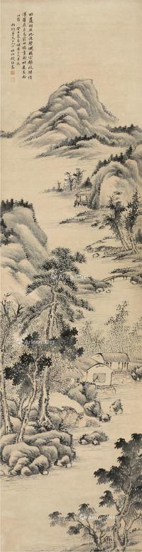  癸丑（1793）年作 题画石山 屏轴 设色纸本