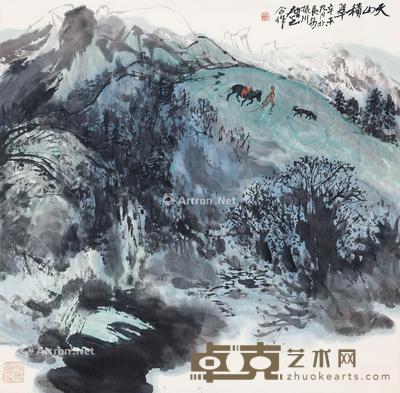  1991年作 天山积翠 立轴 设色纸本 68×68cm