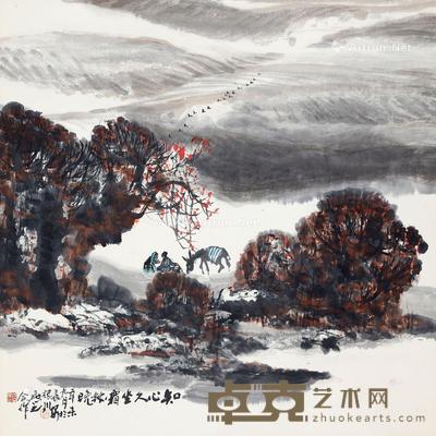  1991年作 知心久坐霜林晚 立轴 设色纸本 68×68cm