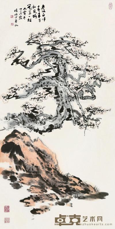  丙寅（1986）年作 春风第一枝 立轴 设色纸本 136×68cm