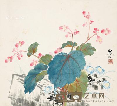 花卉 立轴 设色纸本 29×32cm