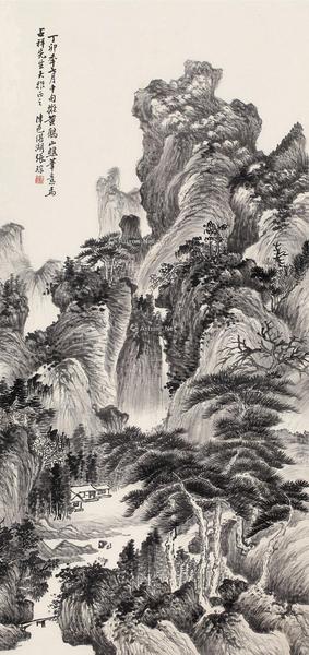 幽谷寒山图 立轴 水墨纸本