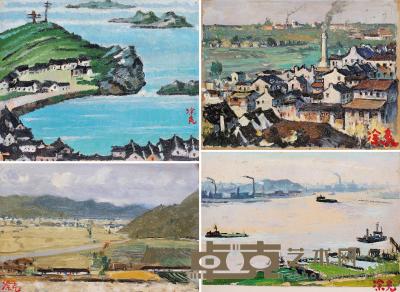  海边风景 （四幅） 纸板油画 18×12cm；13×20cm；19×12.5cm；13×20cm