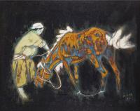  1997年作 牧马人 布面油画