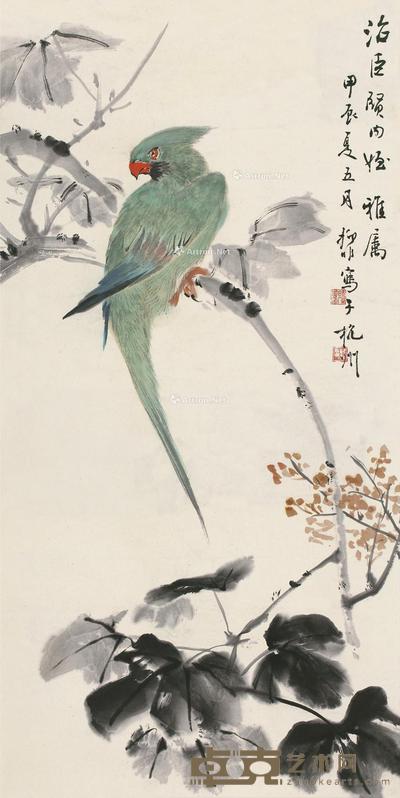  甲辰（1964）年作 鹦鹉 立轴 设色纸本 68×34cm