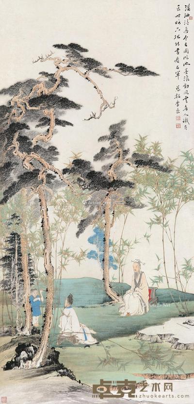  羲之换鹅 立轴 设色纸本 139×66cm