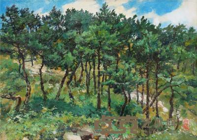  1976年作 庐山松林坡 布面油画 26×35cm