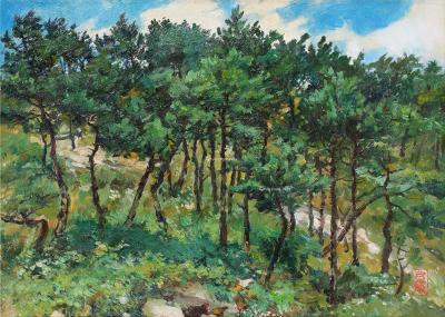  1976年作 庐山松林坡 布面油画