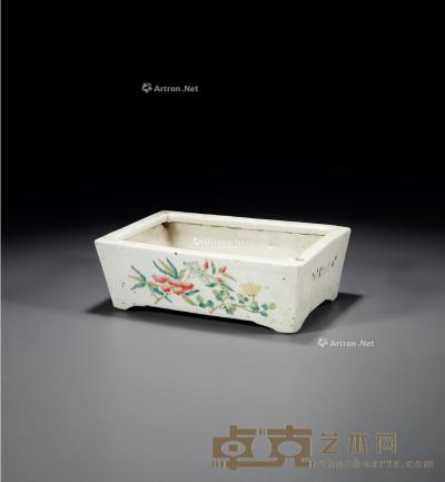  粉彩花卉纹长方水仙盆 22.5×15.5×7.7cm