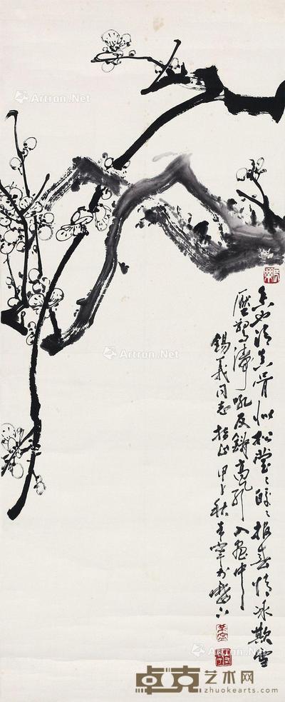 1984年作 白梅 镜片 设色纸本 75×30cm