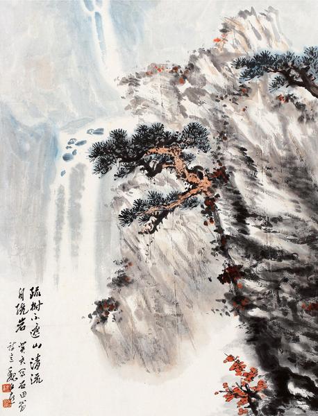  癸亥（1983）年作 松石图 立轴 设色纸本