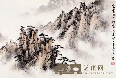  戊辰（1988）年作 黄山松云 镜片 设色纸本 45×68cm