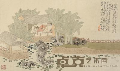  壬午（1822）年作 琅嬛刻烛 立轴 设色纸本 24×31cm