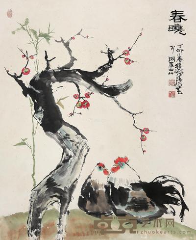  丁卯（1987）年作 春晓 立轴 设色纸本 82×68cm