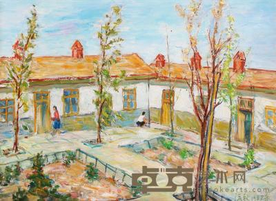 1982年作 沙漠旅店 纸本油画 40×55cm
