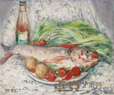  1984年作 鱼 布面油画 37×45cm