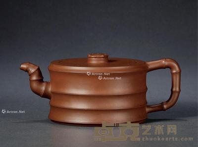  清中期·月泉款紫泥大竹节壶 10.8×25.4cm