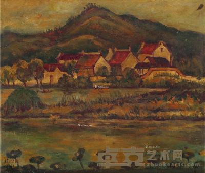  1928年作 黄昏的山脚下 布面油画 47×40cm