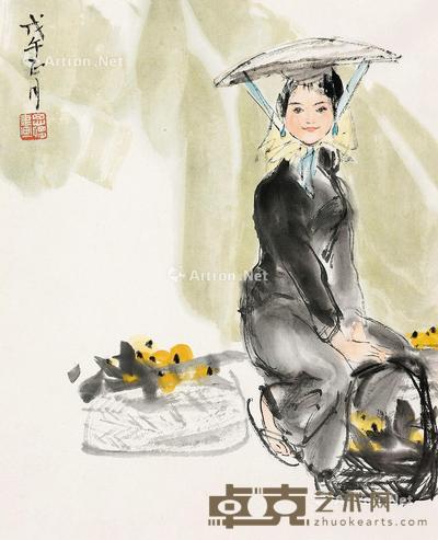  1978年作 人物 镜片 设色纸本 34×28cm