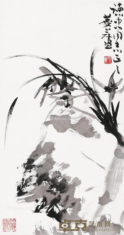 兰草 立轴 设色纸本 68×36cm