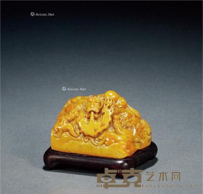  民国·寿山石浮雕苍龙教子摆件 带座高8.2cm；高6.5cm；长9.5cm；宽7.8cm