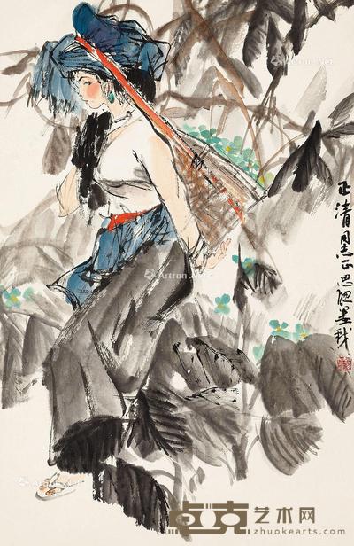 人物 立轴 设色纸本 65×42cm
