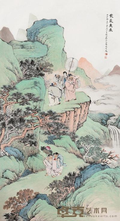 丙子(1936)年作 紫气东来 立轴 设色纸本 148×80cm