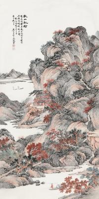  庚午（1930）年作 秋山红树 立轴 设色纸本