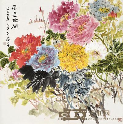 1979年作 朵朵心花开 镜片 设色纸本 68×68cm