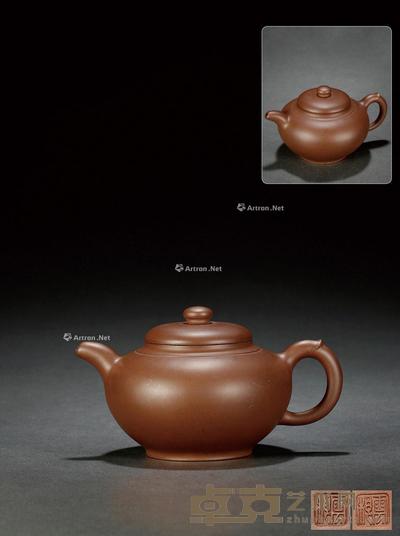  民国·吴云根制紫泥如意壶 10.2×19cm