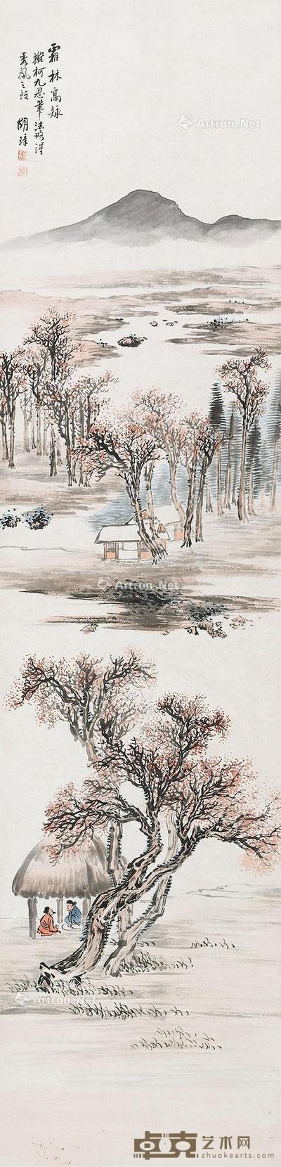 霜林高咏 立轴 设色纸本 175×42cm