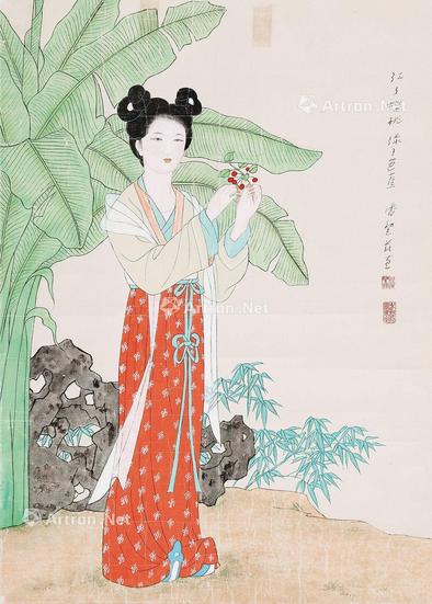  仕女图 立轴 设色纸本
