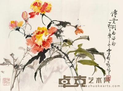 花卉 镜片 设色纸本 37.5×51.5cm