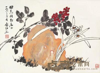  花卉 镜片 设色纸本 34×46cm