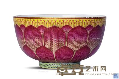  清道光 粉彩荷花碗 直径11cm