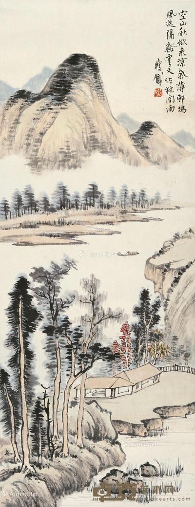秋山图 立轴 设色纸本 85×33cm